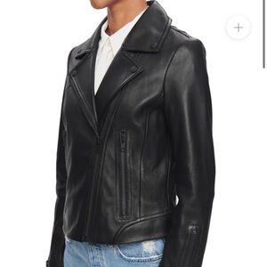 DSTLD Black Leather Jacket for Women